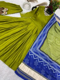 Pure Chinon Embroidery Sequence Work Gown - Xl