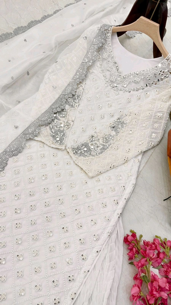 Z-Series New Designer Party Top Pallazo & Dupatta Set - L