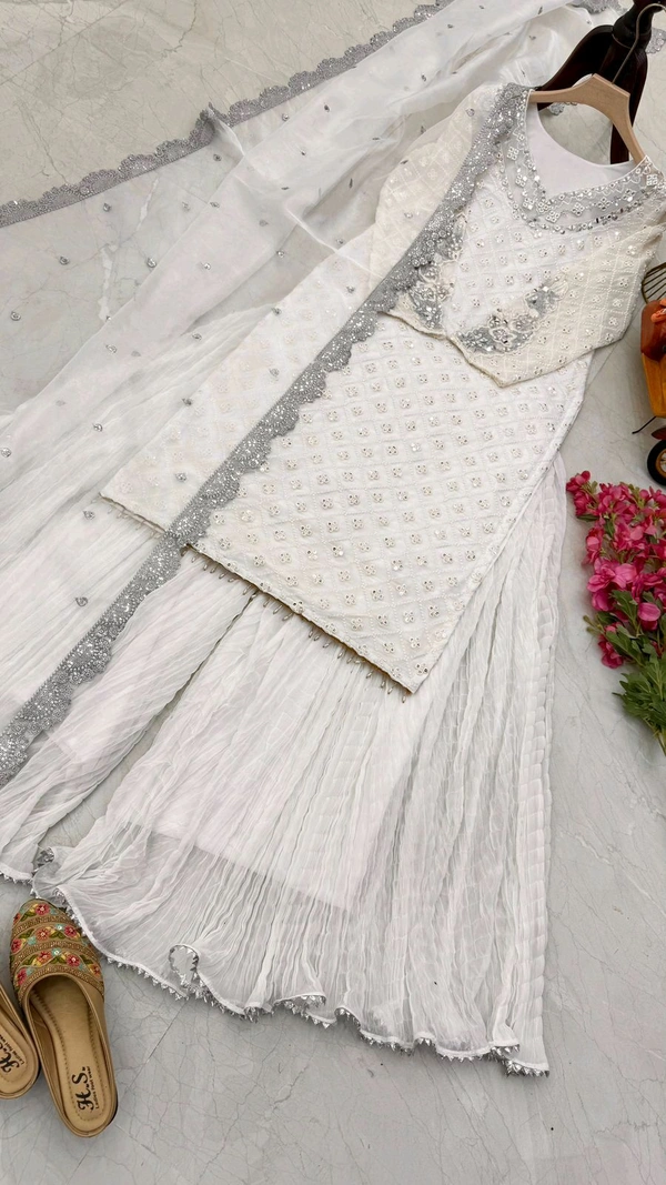 Z-Series New Designer Party Top Pallazo & Dupatta Set - L