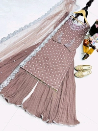 Z-Series New Designer Party Top Pallazo & Dupatta Set - L