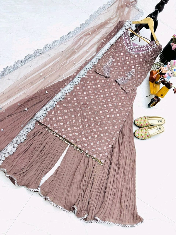 Z-Series New Designer Party Top Pallazo & Dupatta Set - L