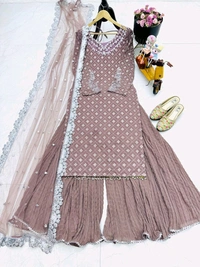 Z-Series New Designer Party Top Pallazo & Dupatta Set - L