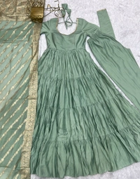 Pure Roman Chanderi Fabric Anarkali - Xl