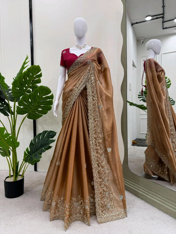 Beautiful Designer Saree Burberry Silk Fabric