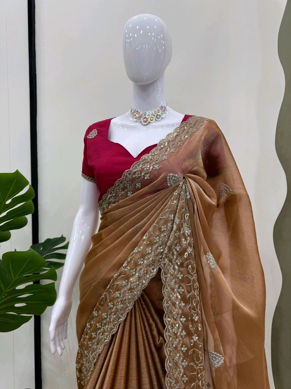 Beautiful Designer Saree Burberry Silk Fabric