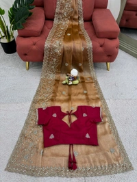 Beautiful Designer Saree Burberry Silk Fabric