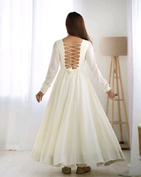 Pure Soft Vichitra Silk Fabric Fully Flair Kali Pattern And Canvas Patta With Duppta Set,pent Ready To Wear* - Xl