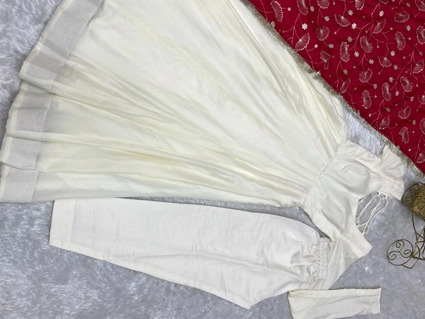 Pure Soft Vichitra Silk Fabric Fully Flair Kali Pattern And Canvas Patta With Duppta Set,pent Ready To Wear* - Xxl