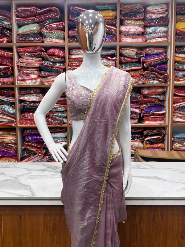 Premium Saree Gold Crush Tissue Silk - S