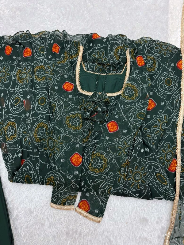 Anarkali Pure Chinon Bandhej - M