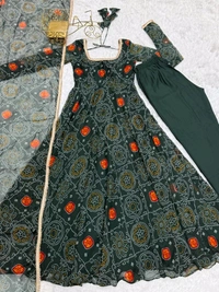 Anarkali Pure Chinon Bandhej - L