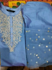 Chanderi Silk + Kurta Dupatta And Bottom Wear - Xs