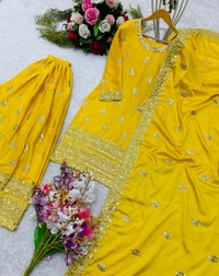 Pure Chinon Top Sharara and Dupatta Set - M