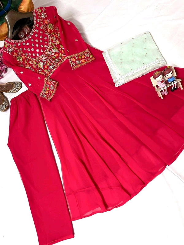 Red Anarkali Set - M