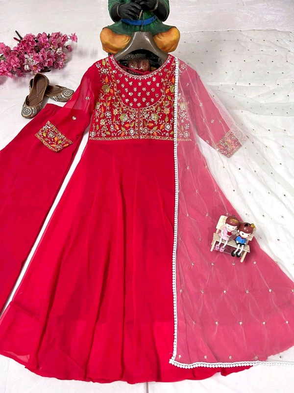 Red Anarkali Set - M