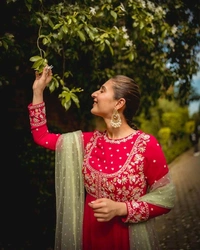 Red Anarkali Set - L