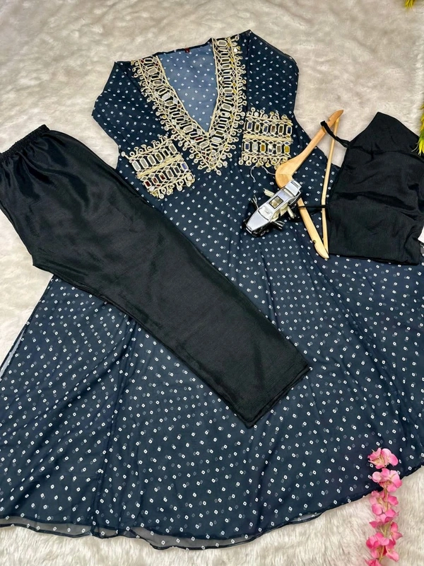 Presenting Beautiful Heavy quality Georgette Fabric designer wear Style Anarkali Style Side Cut Kurti with Chinon - 40