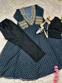 Presenting Beautiful Heavy quality Georgette Fabric designer wear Style Anarkali Style Side Cut Kurti with Chinon - 46