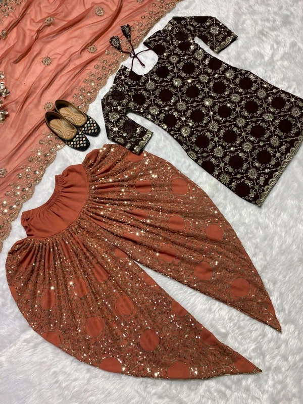 Launching New Designer Party Wear Look Top ,Dhoti Salwar and Dupatta*πβ€οΈ - M