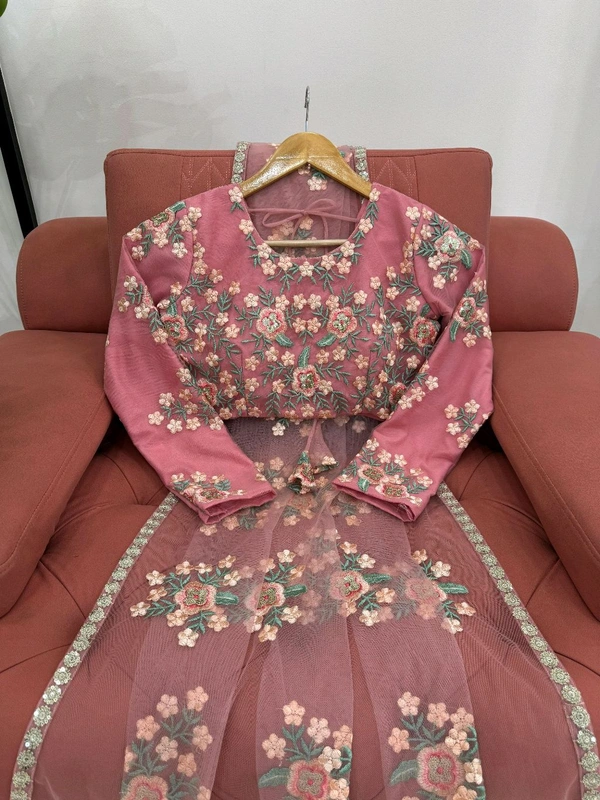 Looking some one for this same colour beautiful Designer Saree on Soft Net Febric with Thred & Sequnce work and blouse on also Soft Net Febric