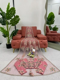 Looking some one for this same colour beautiful Designer Saree on Soft Net Febric with Thred & Sequnce work and blouse on also Soft Net Febric