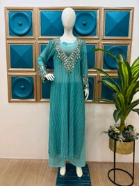 Presenting Beautiful Heavy quality Georgette Fabric designer wear Style Anarkali Style Side Cut Kurti with Chinon - L 40