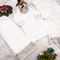 π Top Fabric:- Heavy French Creap With Real Mirror Work With Fancy Lace In Neck With Slvees button - L