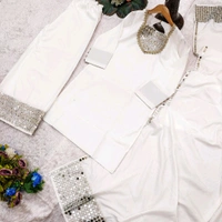 π Top Fabric:- Heavy French Creap With Real Mirror Work With Fancy Lace In Neck With Slvees button - Xl