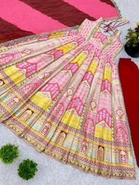 Launching New Designer Party Wear Look Gown, Bottom and Dupatta in Fully Kali Flair With Attached Pad*π₯ - Xl