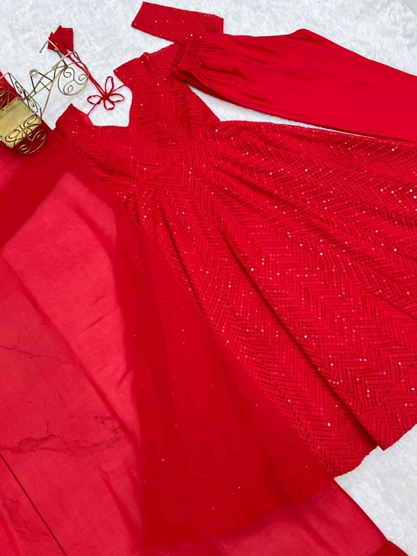 *Launching This Timeless And Classic Lukhnowi Georgette Fabric Anarkali Suit Set For The Upcoming Festivities And Wedding Season* - S-36