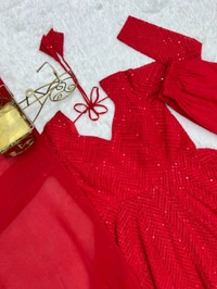 *Launching This Timeless And Classic Lukhnowi Georgette Fabric Anarkali Suit Set For The Upcoming Festivities And Wedding Season* - M-38