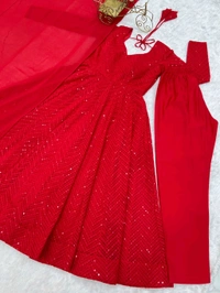 *Launching This Timeless And Classic Lukhnowi Georgette Fabric Anarkali Suit Set For The Upcoming Festivities And Wedding Season* - M-38