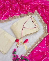 Handmade Anarkali Plazzo Set & Bandhani Dupatta For A Royal Festive Look - XL (With Margin Up To XXL)