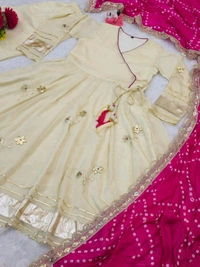 Handmade Anarkali Plazzo Set & Bandhani Dupatta For A Royal Festive Look - XL (With Margin Up To XXL)