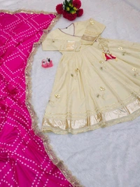 Handmade Anarkali Plazzo Set & Bandhani Dupatta For A Royal Festive Look - XL (With Margin Up To XXL)