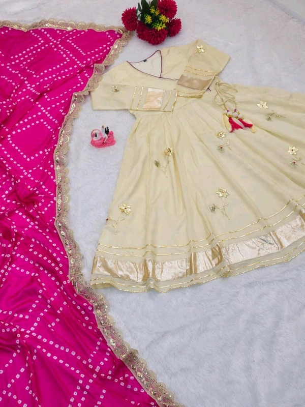 Handmade Anarkali Plazzo Set & Bandhani Dupatta For A Royal Festive Look - XL (With Margin Up To XXL)