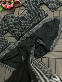 *New Super Trending Embroidery Sequence work ready to wear saree*