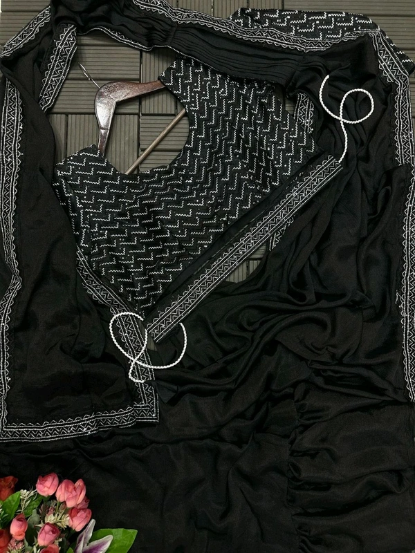 *New Super Trending Embroidery Sequence work ready to wear saree*