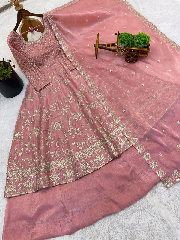 Top Fabrics* :GMY Silk *Heavy Embroidery Sequence Work* With Sleeves
*Top Inner* : Heavy Micro Cotton - L-40