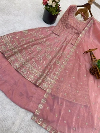 Top Fabrics* :GMY Silk *Heavy Embroidery Sequence Work* With Sleeves
*Top Inner* : Heavy Micro Cotton - L-40