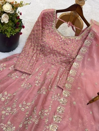 Top Fabrics* :GMY Silk *Heavy Embroidery Sequence Work* With Sleeves
*Top Inner* : Heavy Micro Cotton - L-40