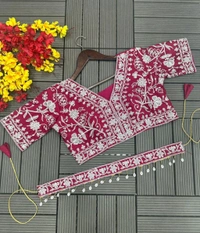 *NEW DESIGNER PARTY WEAR LAHENGA SAREE WITH STICH BLOUSE WITH EMBROIDERY WORK*