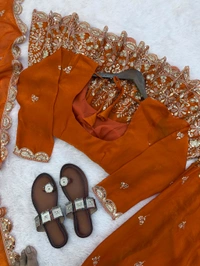 👚 *TOP:*
• *Fabric:* *Fendy Silk*
• *Design:* *Embroidery Sequence Work*
• *Sleeves:* Full
• *Inner:* Heavy Micro Cotton
• *Length:* 29-30 inches - xxl-44