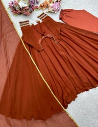 *Launching New Đěsigner Party Wear Look Heavy Fox Georgette Gwon Pent & Dupatta Set* - Xl-42