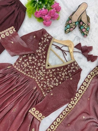 *Presented For This Eid Our New Embroideryed Gown Pair With Real Modling* - S-36