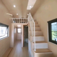 DEEPBLUE Tiny house on wheels modern prefabricated houses on trailer with bathroom kitchen bedroom - 7.4*2.35m