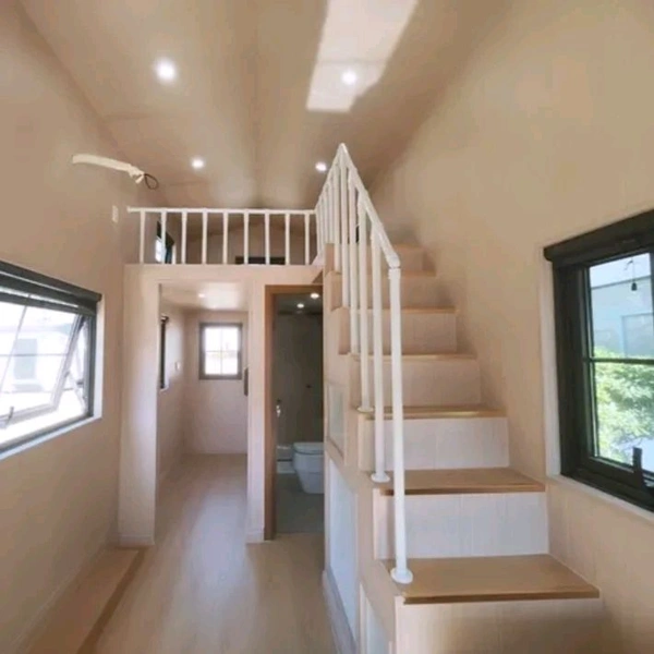 DEEPBLUE Tiny house on wheels modern prefabricated houses on trailer with bathroom kitchen bedroom - 7.4*2.35m