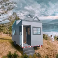 DEEPBLUE Tiny house on wheels modern prefabricated houses on trailer with bathroom kitchen bedroom - 7.4*2.35m