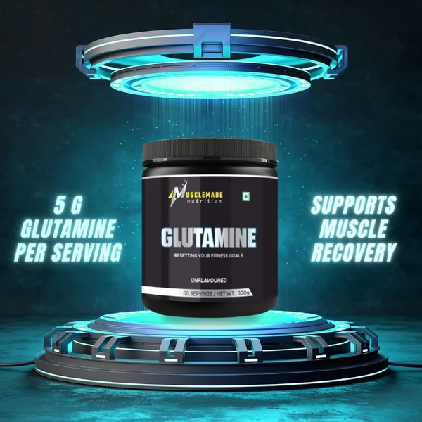 Musclemade Glutamine Powder | Unflavoured | 300 g | 60 Servings - Unflavoured