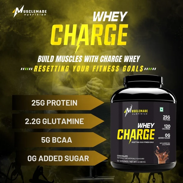 Musclemade CHARGE Whey | 25g Protein  - 2.048 KG ( 64 Servings), Chocolate